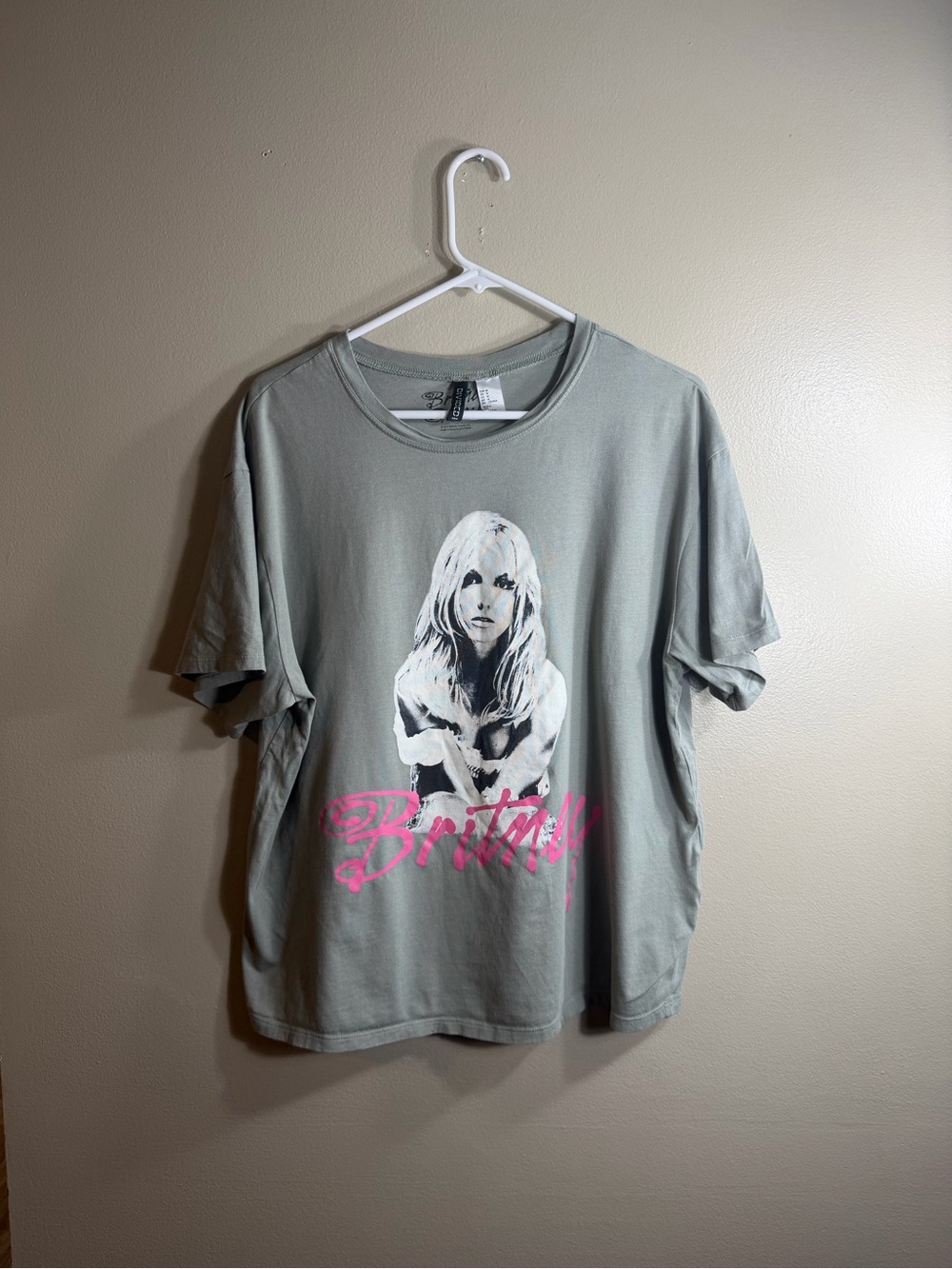 H&M Britney Spears Graphic Tee Sage Green Size M